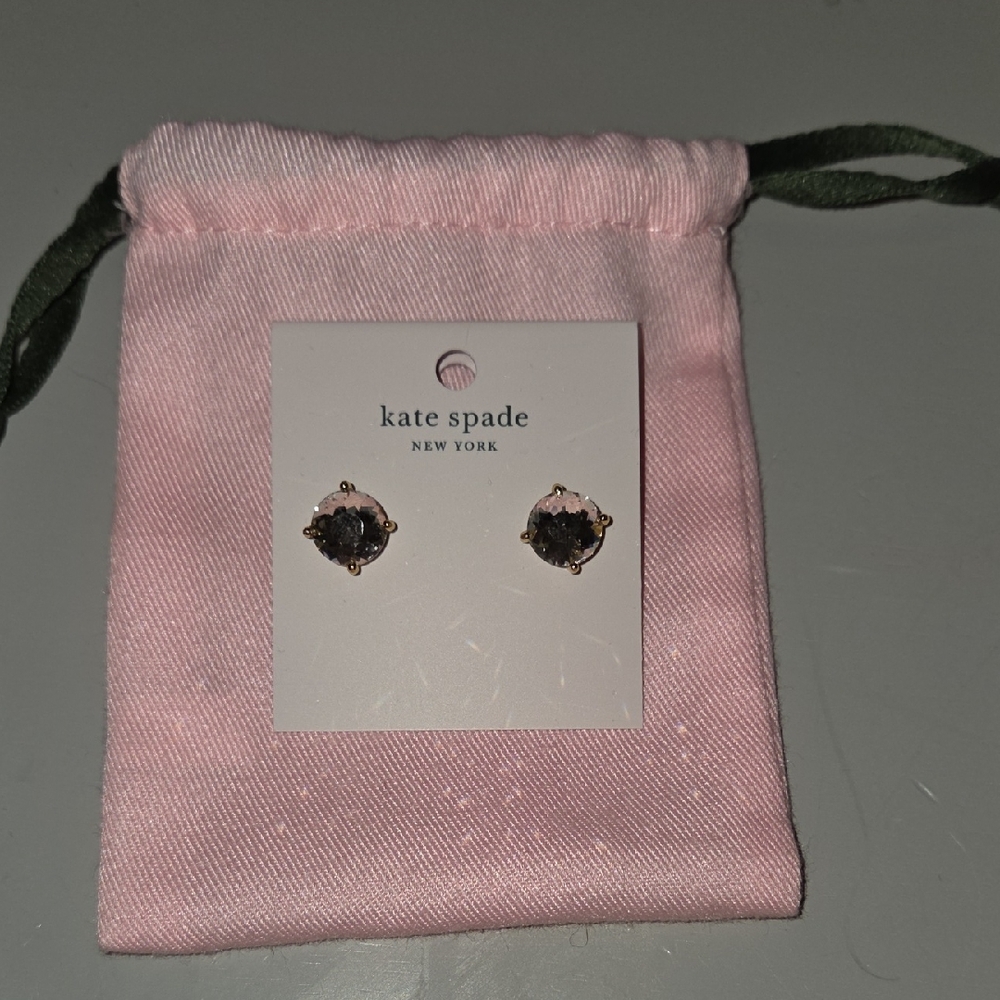 kate spade gold-tone stud earrings with dark smoky centers